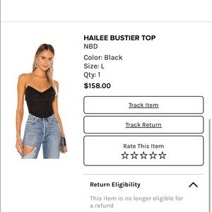 Revolve NBD black bustier top. Size L. Brand new with tags still on.